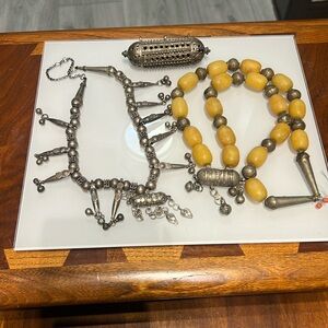 Vintage antique Yemeni Yemen tribal prayer wedding pendant sterling silver amber